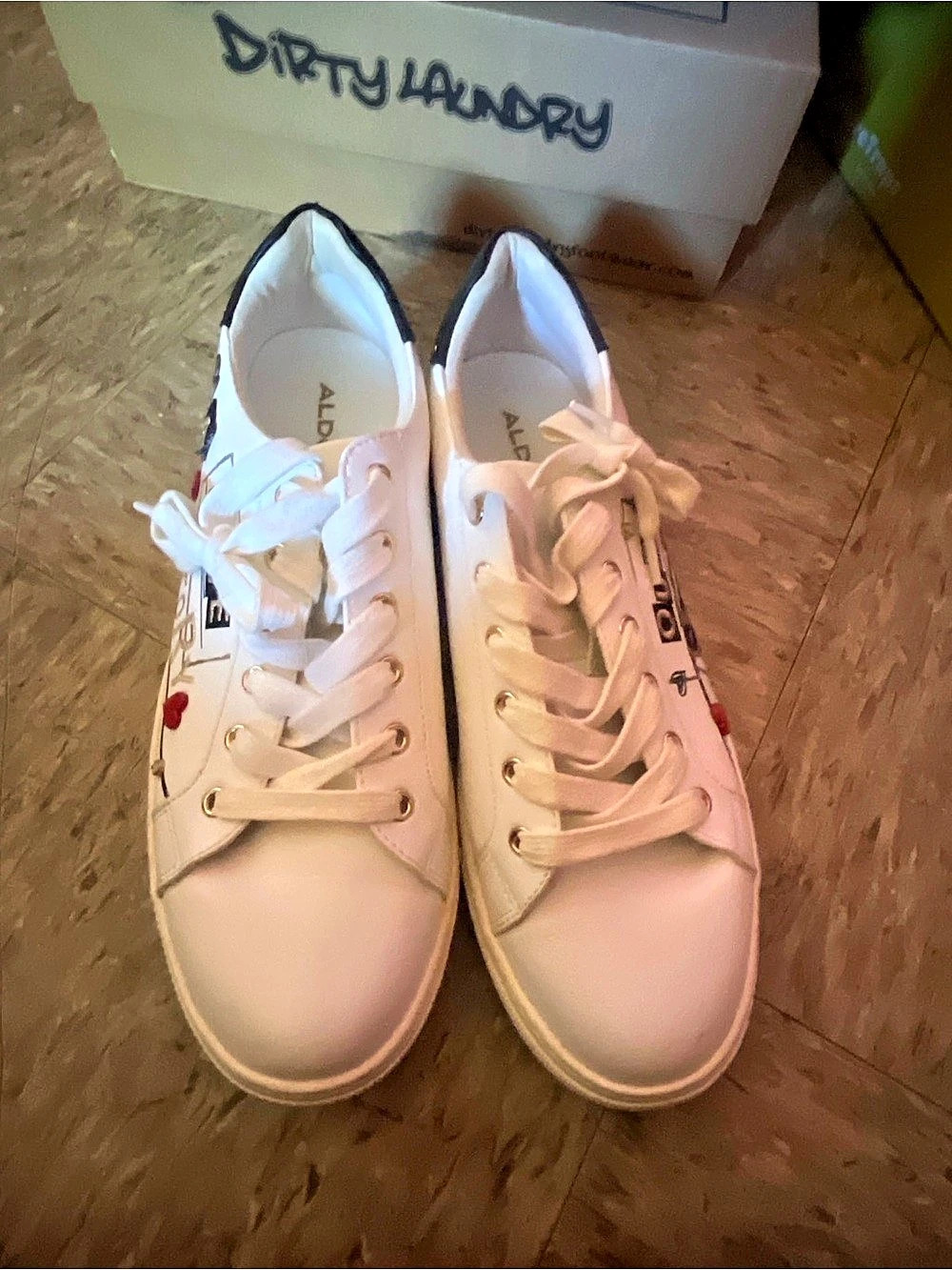 ALDO White Sneakers with Love Story Design Graphic Sneakers White & Black